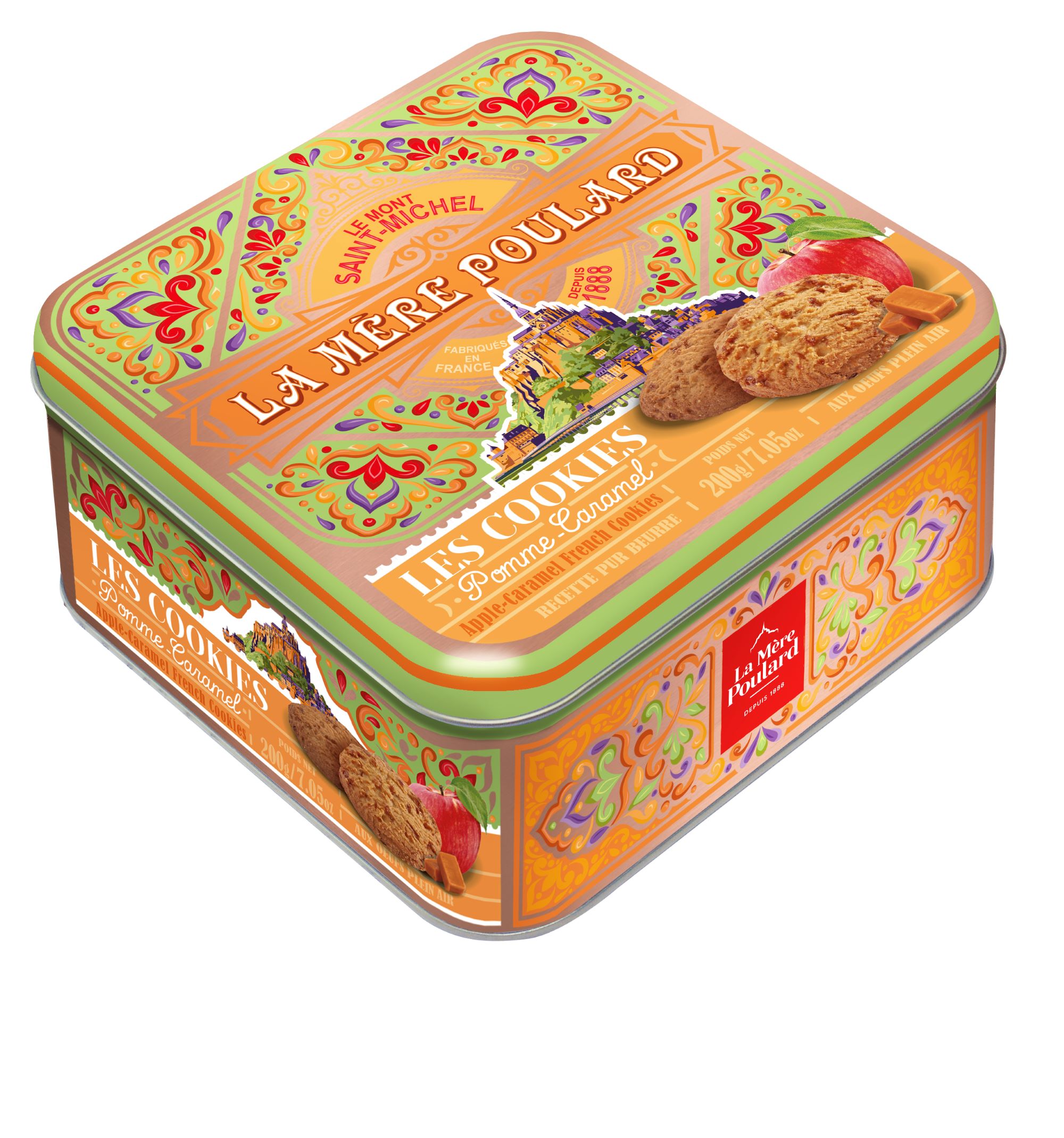La Mère Poulard Бисквити с ябълка и карамел в метална кутия 200 гр