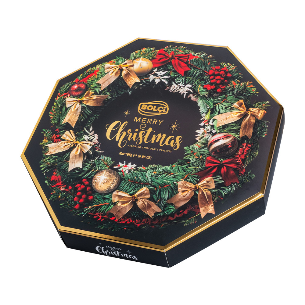 Bolci Коледна осмоъгълна кутия с шоколадови пралини 198 гр, Продуктови ...