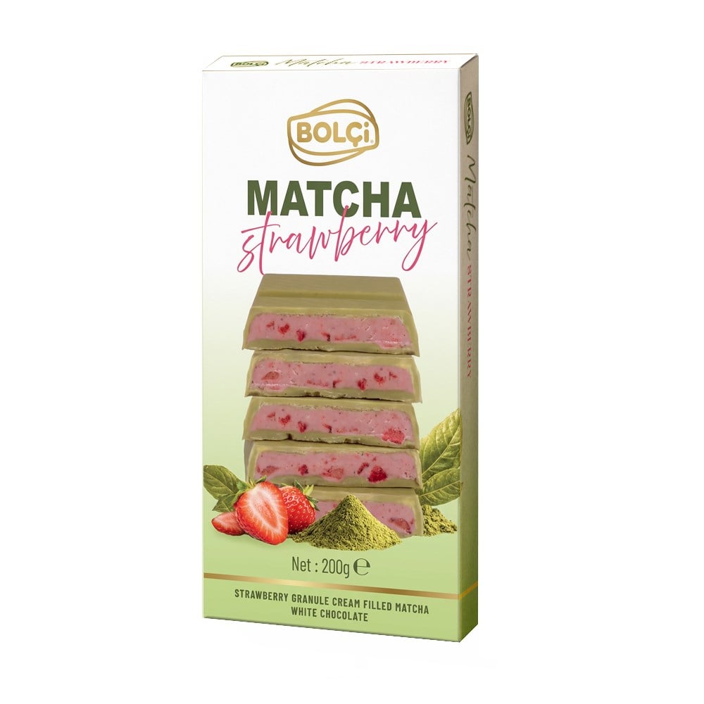 Bolci Бял шоколад с пълнеж от ягода и матча 200 гр