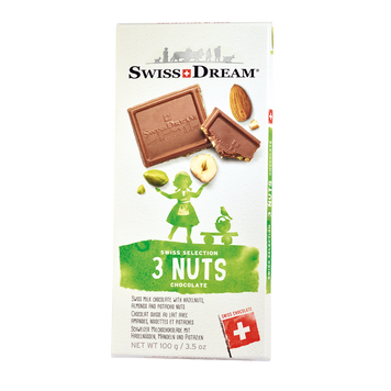 Swiss Dream Швейцарски млечен шоколад с шамфъстък, лешници и бадеми 100 гр