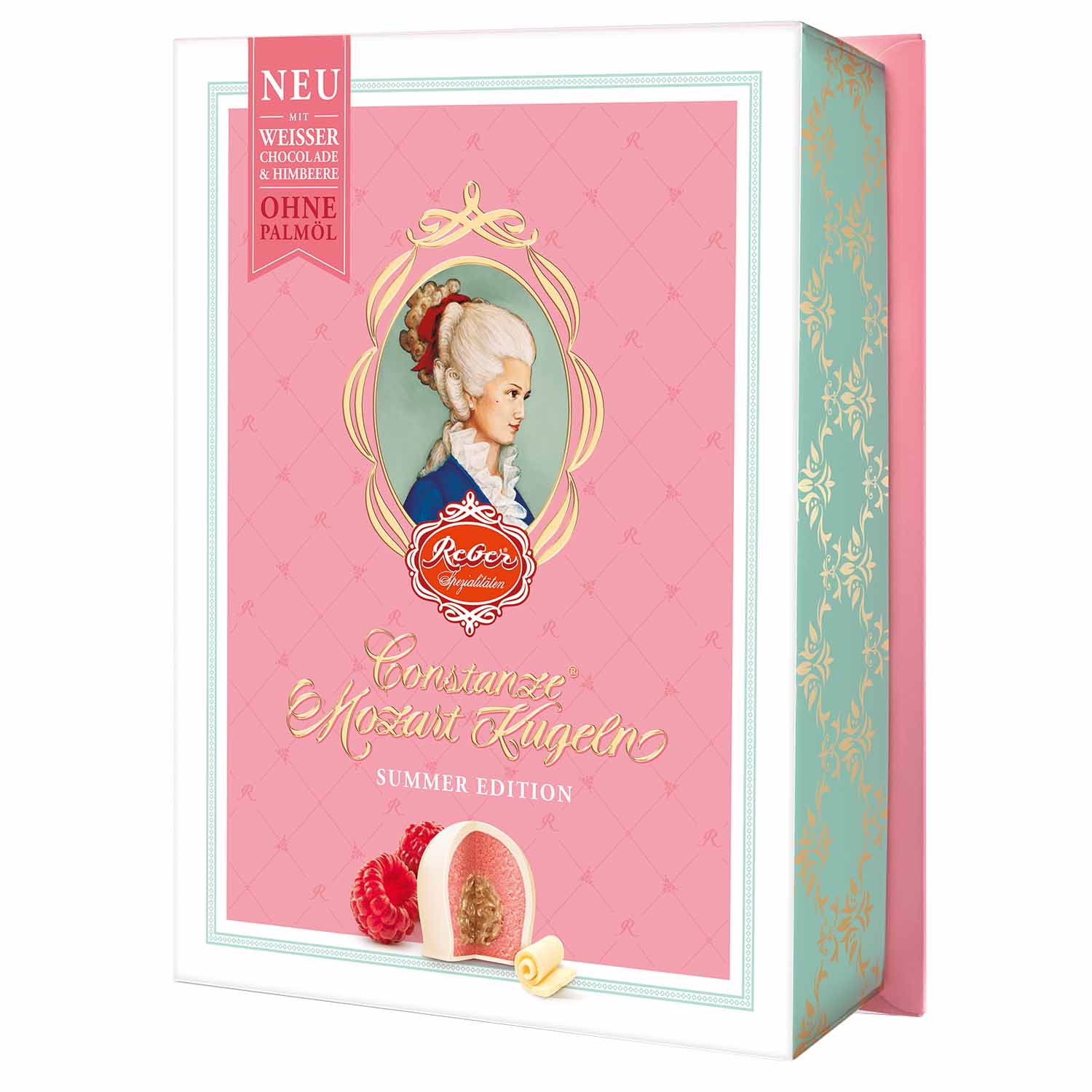 Reber Шоколадови бонбони Mozart Kugeln - бял шоколад с пълнеж от малини 120гр.