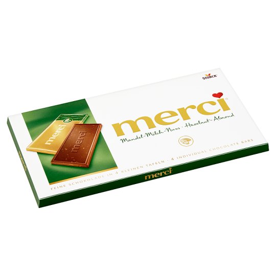 Merci Фин млечен шоколад с парчета лешници и бадеми 100 гр, Продуктови ...