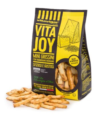 Vitavigor Хрупкави мини гризини пръчици с екстра върджин зехтин и сирене Пармиджано Реджано 150 гр