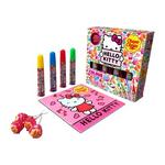 name} Специален повод Chupa Chups комплект с 4 ягодови близалки, 4 флумастера и 1 книжка за оцветяване - Смърфове или Hello Kitty