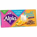 name} Шоколади Alpia Алпийски млечен шоколад с пълнеж от портокал върху хрупкава сметана 100 гр