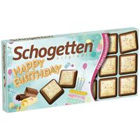 Schogetten Happy birthday Черен шоколад с джандуя нуга и бял шоколад с цветни пръски 100 гр